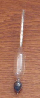 Glass hydrometer for measuring liquid density