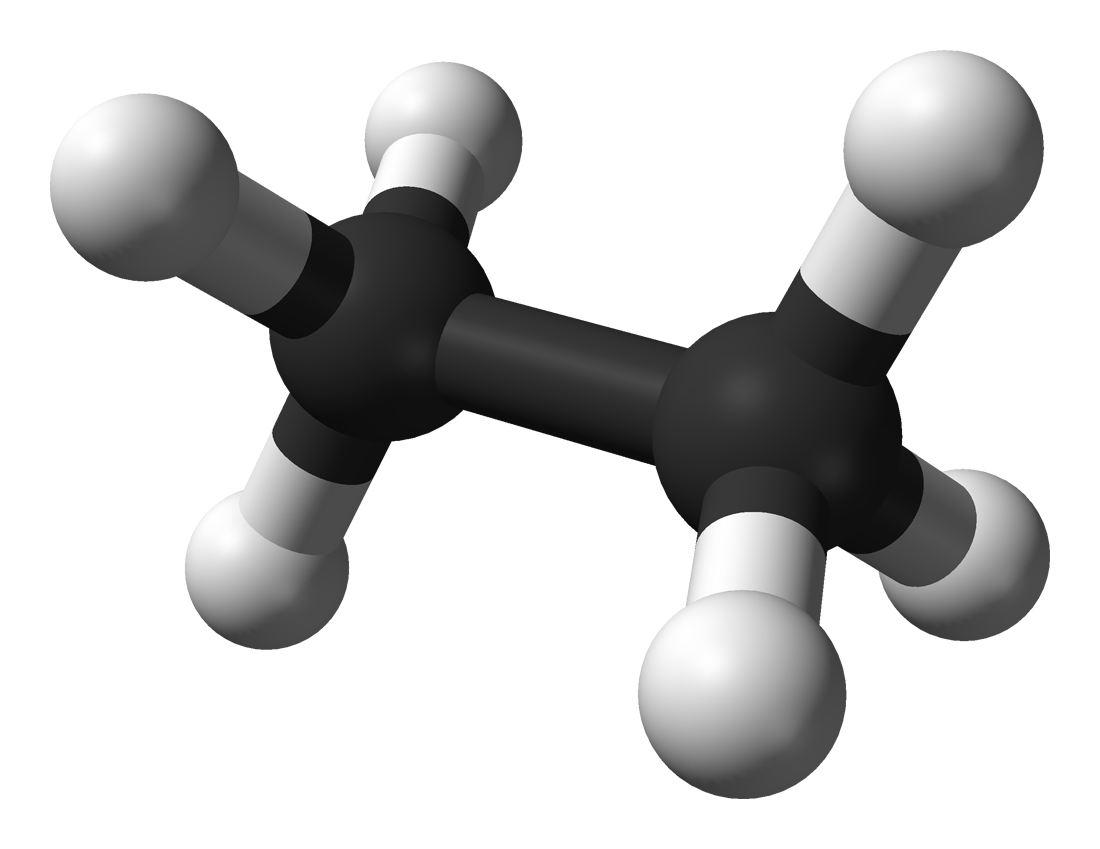 Ethane molecule ball and stick model