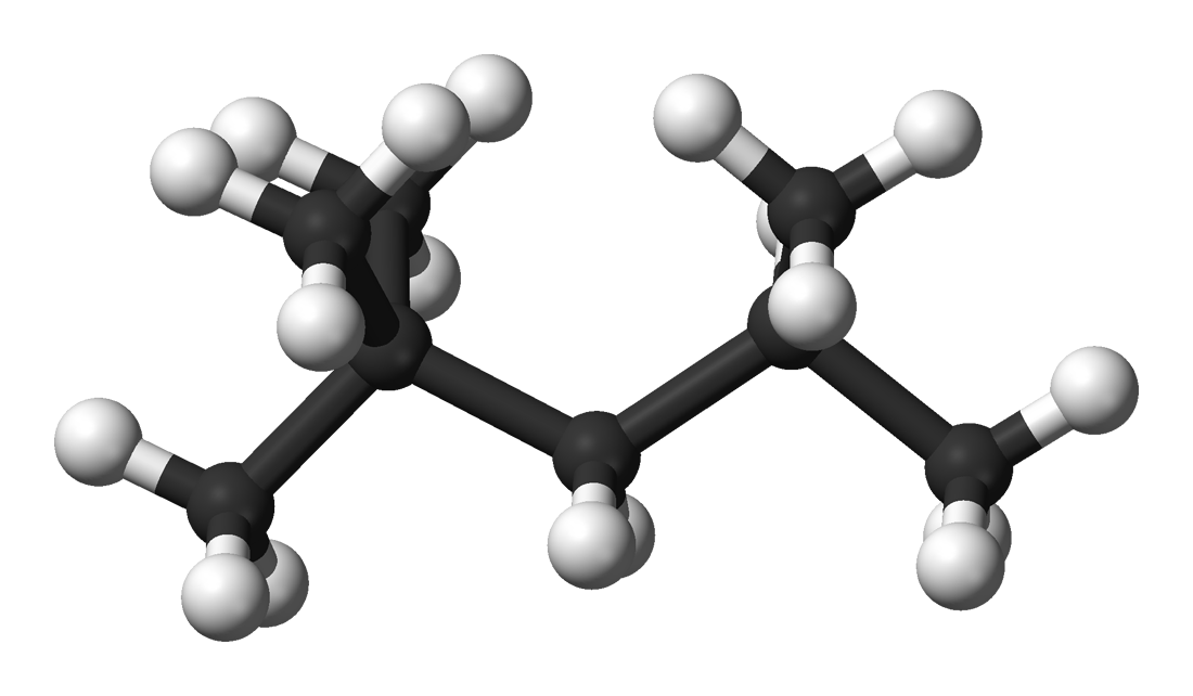 Iso-octane molecule ball and stick model