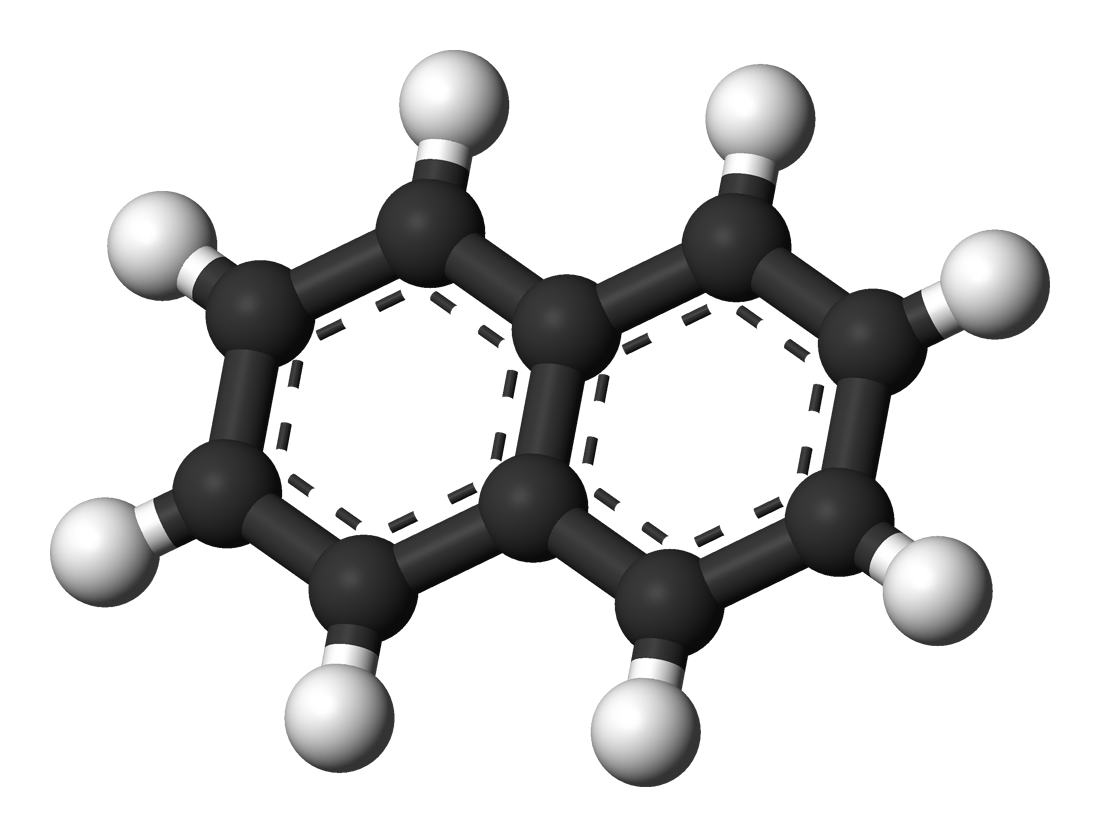 Naphthalene molecule ball and stick model