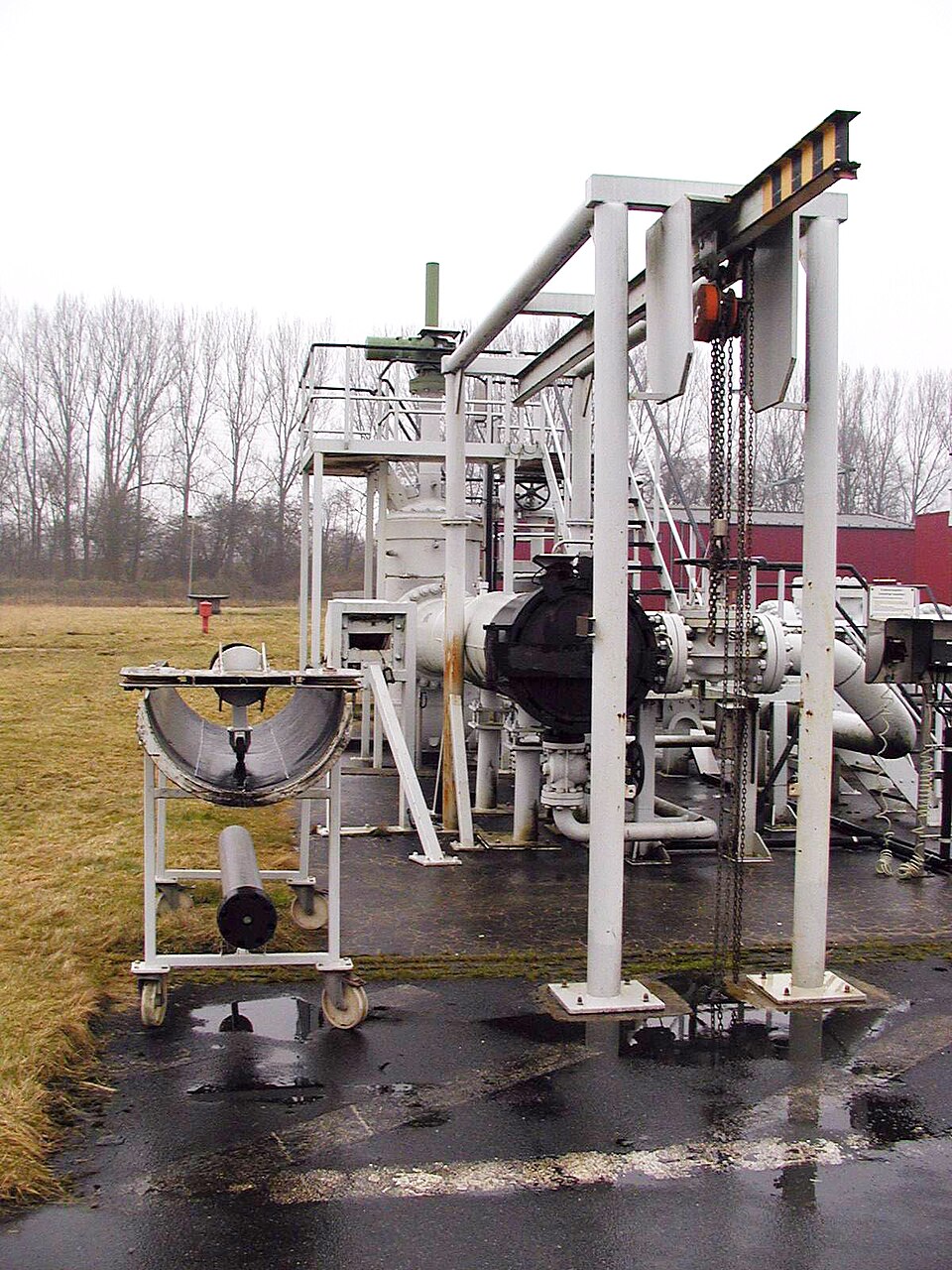 A pig launcher at the start of a 28-inch crude oil pipeline operated by Nord-West-Oelleitung