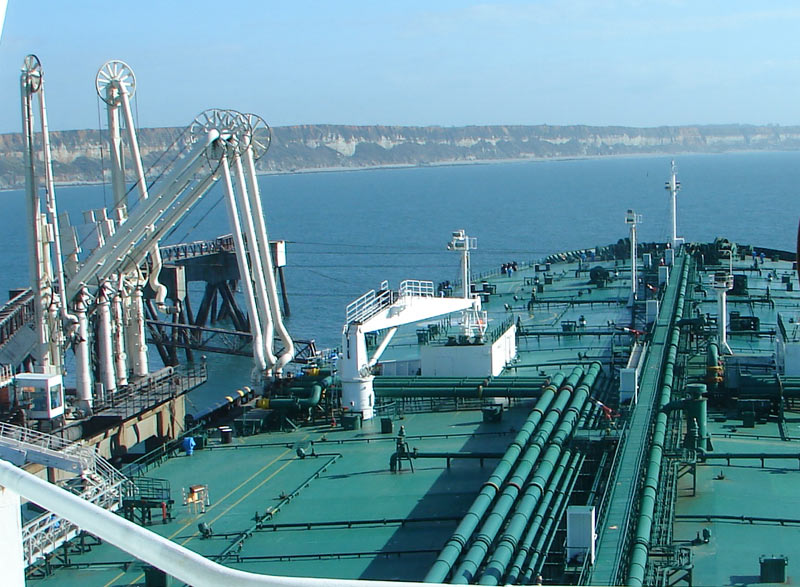 VLCC Algarve unloading crude oil at the Antifer terminal, France