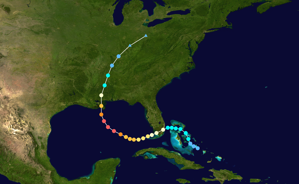 Track of Hurricane Katrina, August 2005