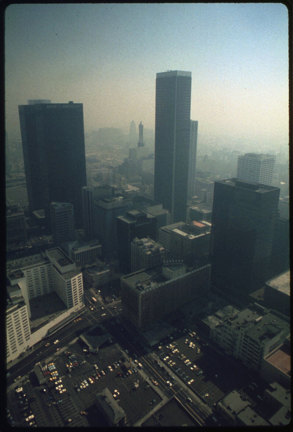 Los Angeles in heavy smog, 1973